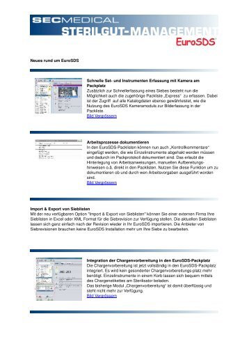 Neuerungen im Euro SDS - Home - SEC Medical