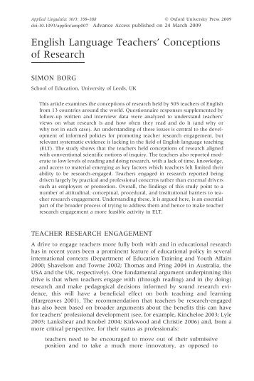 English Language Teachers' Conceptions of Research - School of ...