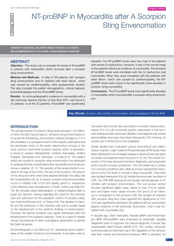 NT-proBNP in Myocarditis after A Scorpion Sting ... - JCDR