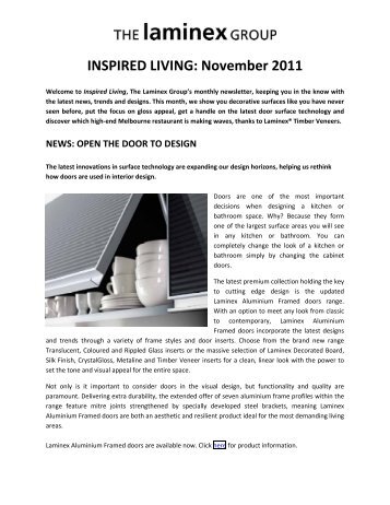 INSPIRED LIVING: November 2011 - The Laminex Group