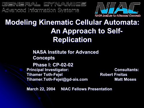 Tihamer Toth-Fejel - NASA's Institute for Advanced Concepts