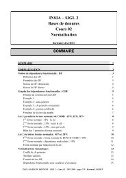 INSIA â SIGL 2 Bases de donnÃ©es Cours 02 Normalisation - Site de ...