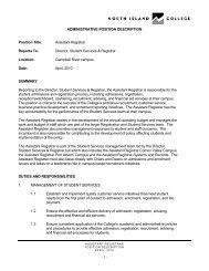 Assistant Registrar Reports To: Director, Student Services & Registrar