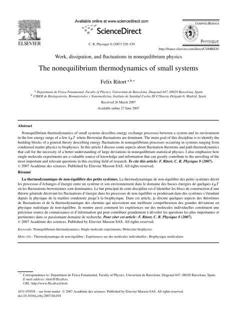 The nonequilibrium thermodynamics of small systems