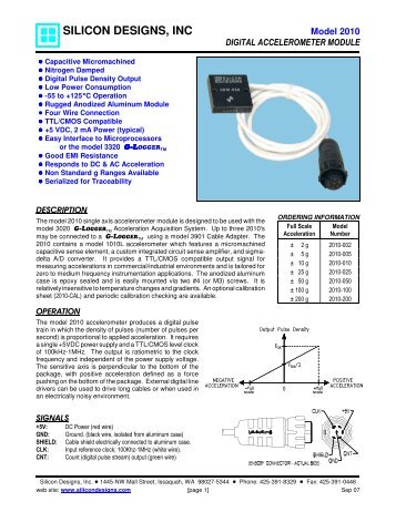 Model 2010 1-Axis Accelerometer - Silicon Designs, Inc.