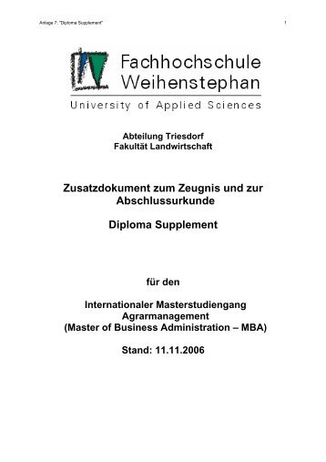 Zusatzdokument zum Zeugnis und zur ... - Triesdorf Consult