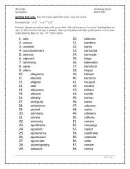 fourthGradespellingbee list.2012.2013 - Al-Ghazaly School