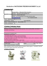 Introduction of MATSUZAWA PRECISION MACHINERY Co.,Ltd