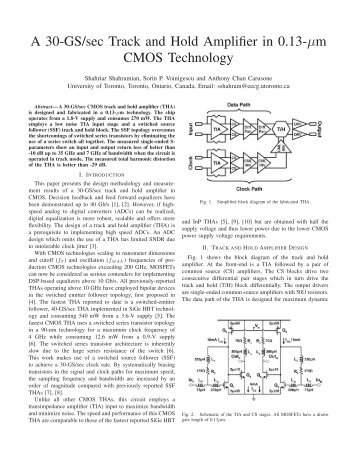 A 30-GS/sec Track and Hold Amplifier in 0.13-Âµm CMOS Technology