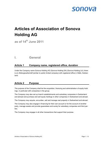 Articles of Association of Sonova Holding AG