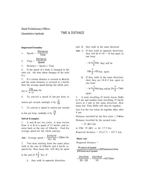 Unit13-Time & Distance - Bankexam.co.in