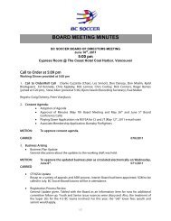 BOARD MEETING MINUTES - BC Soccer