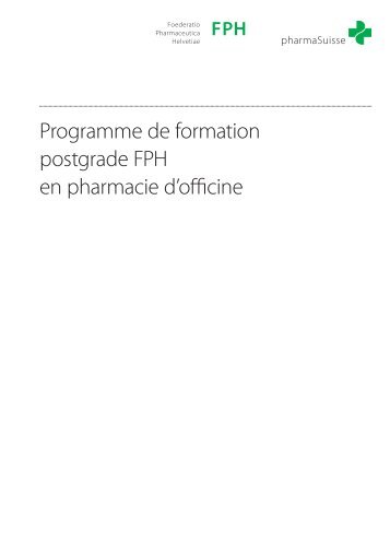 Programme de formation postgrade FPH en pharmacie d'officine