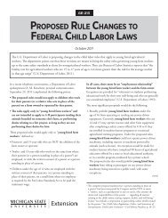 ProPosed rule Changes to Federal Child labor laws - Michigan State ...