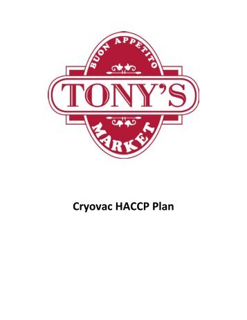 Cryovac HACCP Plan - teamtonys.co
