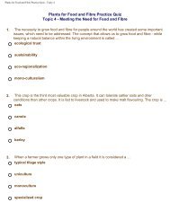 Plants for Food and Fibre Practice Quiz - Topic 4 - Ed Quest