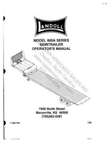 landoll model 600a series trailer operator's manual - Eastern ...