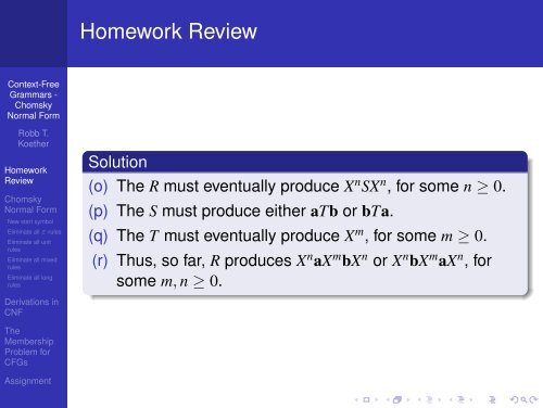 Context-Free Grammars - Chomsky Normal Form - Hampden ...