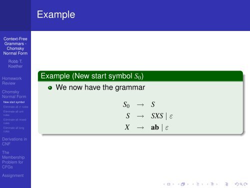 Context-Free Grammars - Chomsky Normal Form - Hampden ...