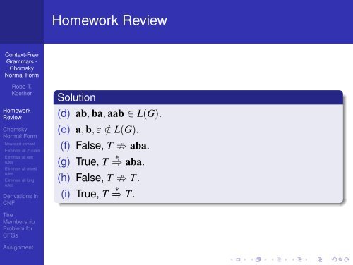 Context-Free Grammars - Chomsky Normal Form - Hampden ...