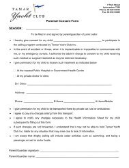 Parental Consent Form - Tamar Yacht Club