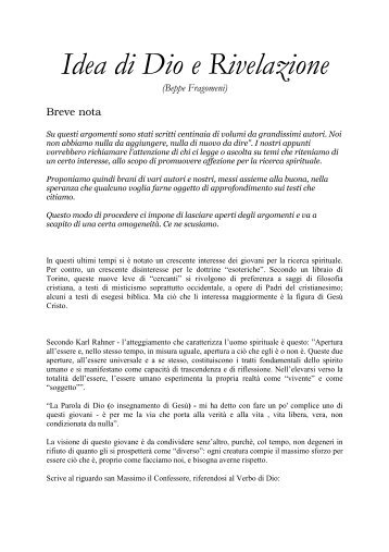 Idea di Dio e Rivelazione - associazione pitagorica