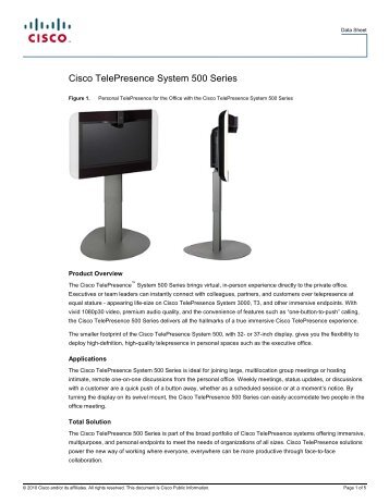 Cisco TelePresence System 500 Series - CompView.com