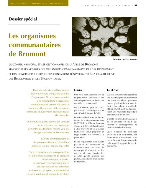 Les organismes communautaires Les organismes ... - Ville de Bromont