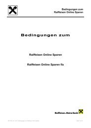 Bedingungen zum Raiffeisen Online Sparen - Tirol