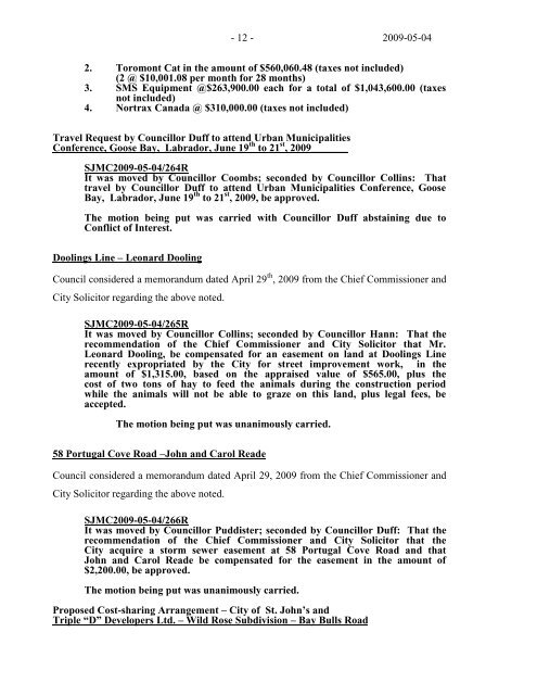 Council Minutes Monday, May 4, 2009 - City of St. John's