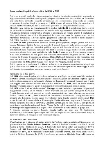 Breve Storia della politica serravallese - Comune di Serravalle Scrivia