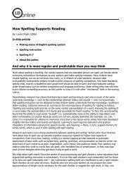 How Spelling Supports Reading - Center on Teaching and Learning