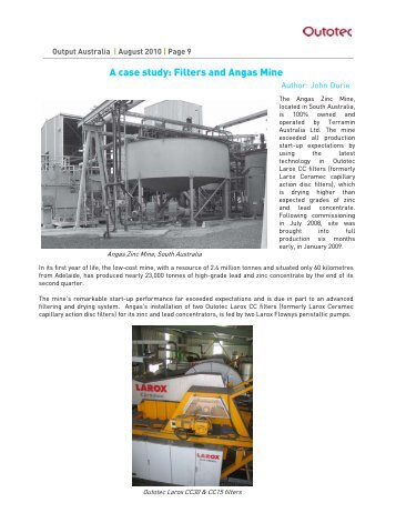 A case study: Filters and Angas Mine - Outotec