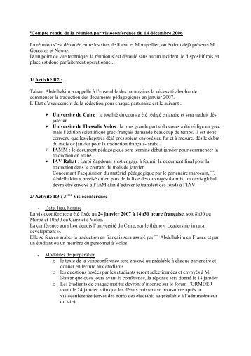 Compte rendu de la runion par visioconfrence du 14 ... - FORMDER