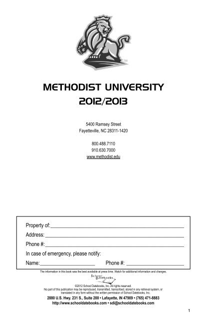 to download the 2012-2013 Student - Methodist University