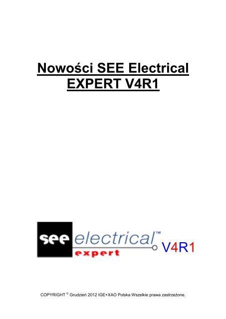 Nowości SEE Electrical EXPERT V4R1 V4R1 - IGE+XAO Polska