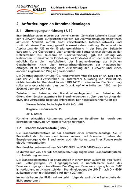Kassel - DIN 14675 Info