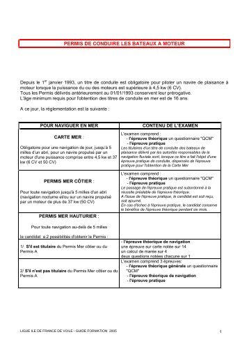 PERMIS DE CONDUIRE LES BATEAUX A MOTEUR :