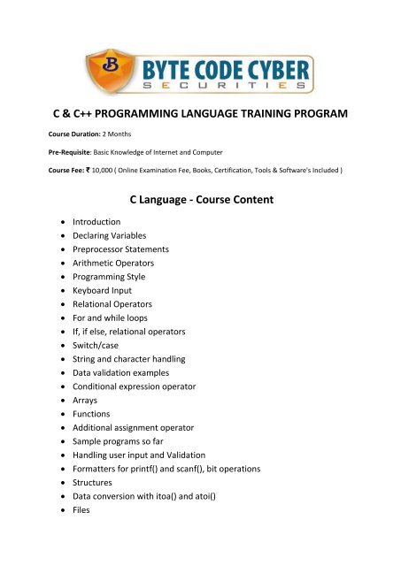 Online C Programming Certification Course