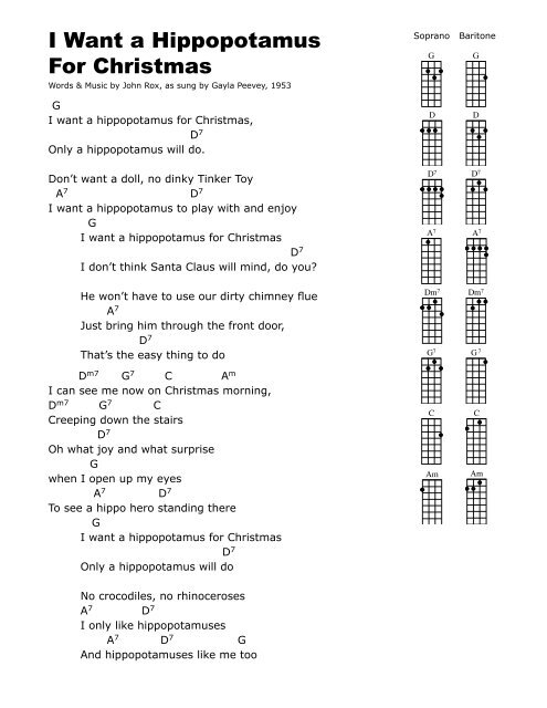 I Want A Hippopotamus For Christmas Ukulele Chords I Want a Hippopotamus For Christmas
