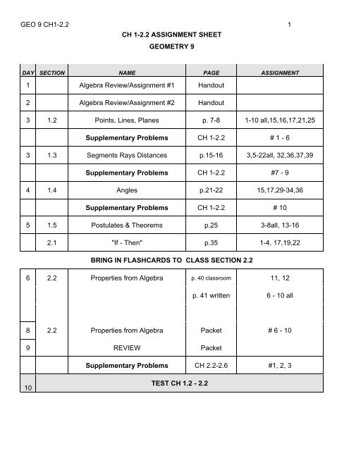 Chapter 1 Points, Lines, Planes and Angles