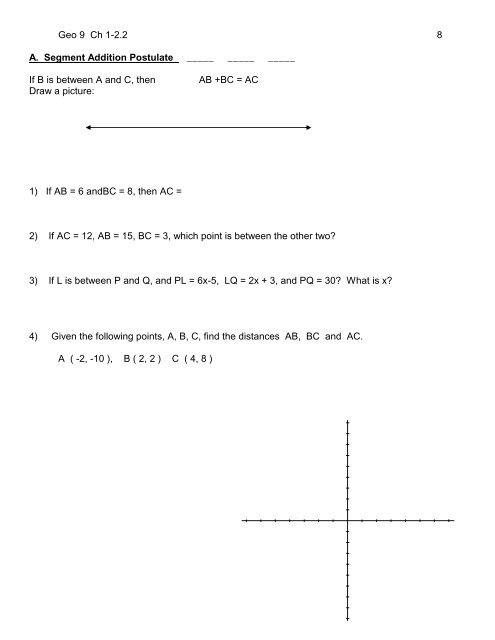 Chapter 1 Points, Lines, Planes and Angles