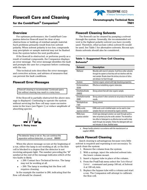 Flowcell Care and Cleaning for the CombiFlash Companion - Isco