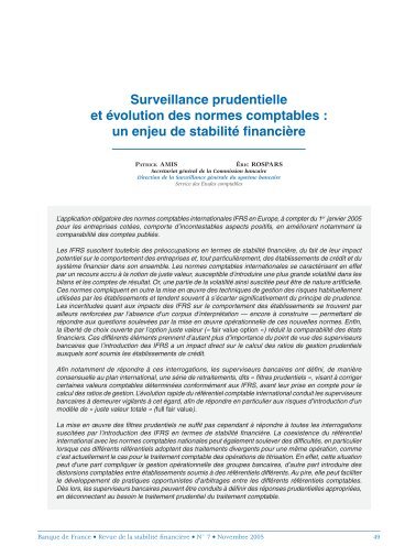 Surveillance prudentielle et Ã©volution des normes comptables : un ...