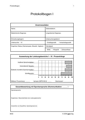 Protokollbogen I