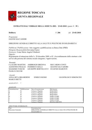 Delibera Regione Toscana 206 del 2010 - PO-Net Rete Civica di Prato