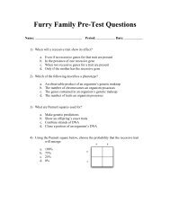 Furry Family Pre-Test Questions