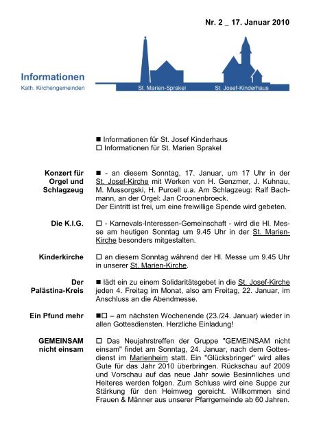 Info-Blatt 02, 17 Januar 2010 - Kirchengemeinde St. Marien und St ...