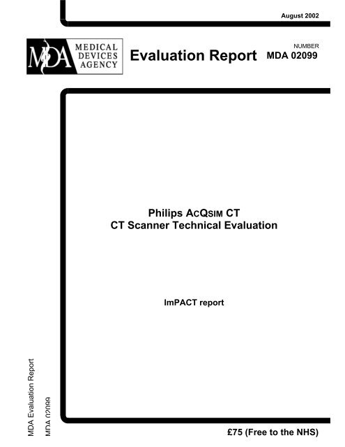 Philips ACQSIM CT - ImPACT CT Scanner Evaluation Centre