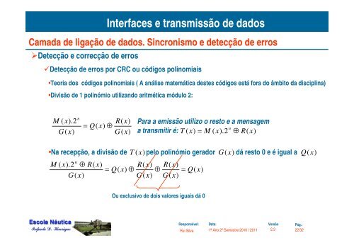 3.a2-Camada de Ligacao de dados. Probabilidade e deteccao de ...